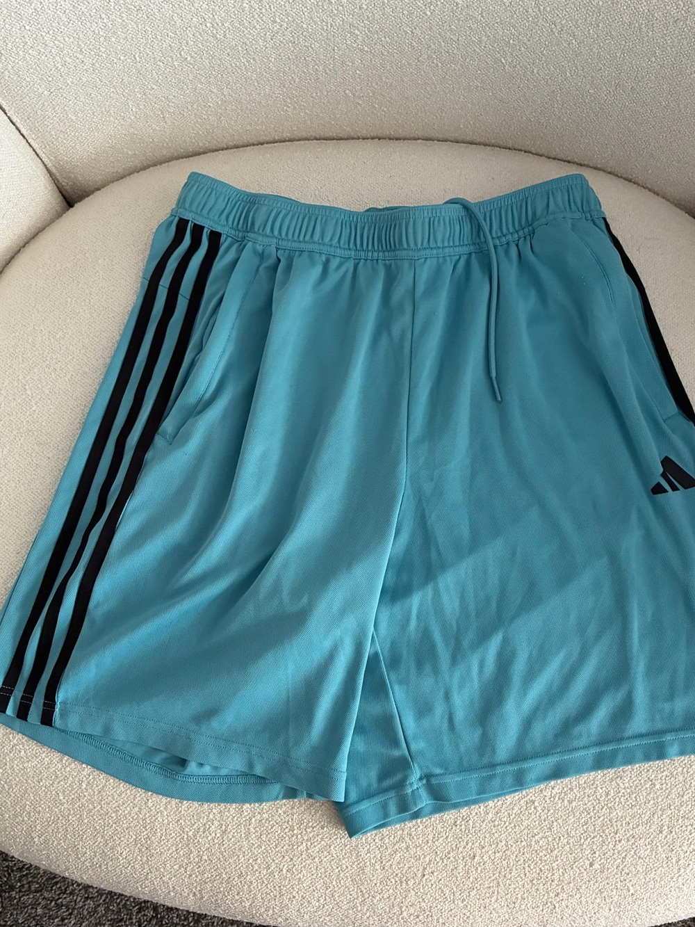 adidas Men’s Teal Athletic Shorts with Black Stripes